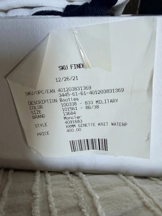 Moncler Olive Green Knit-Cuff Rain Ankle Boots - Picture 8 of 8